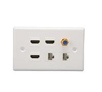 Plaque Murale HDMI, Plaque Murale Ethernet 6 Ports avec 3 X HDMI, 1 X TV de Type F et 2 X Plaque Murale Réseau AV Cat 6 RJ45 pour HDTV Domestique, Panneau de Prise Murale Ethernet