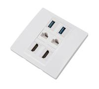 Plaque Murale HDMI RJ45, Plaque Murale de Prise HDMI USB 3.0 à 6 Ports, Plaque Murale 4K @ 60Hz HDMI Cat6 RJ45 Keystone Jack pour Plaque Frontale