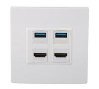 Plaque Murale HDMI USB, 2 Ports HDMI et 2 Ports USB 3.0, Prise Murale HDMI et Prise Murale USB, Blanc