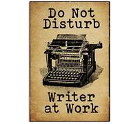 Plaque murale humoristique en métal avec inscription « Do Not Disturb Writer at Work » pour bar, café, maison, cuisine, chambre - Décoration murale rétro - Cadeau pour extérieur et intérieur - 20,3 x