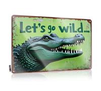 Plaque murale imperméable pour patio avec inscription Let's Go Wild With Excitement! Farmhouse prête à accrocher pour le lac (20 x 30 cm)