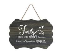 Plaque murale imprimée en bois rustique avec citations « Family Today's Little Moments Become Tomorrow's Precious Memories » - Décoration d'intérieur moderne - 15,2 x 25,4 cm