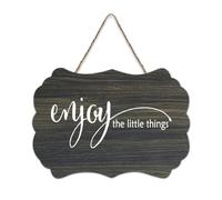 Plaque murale imprimée « Enjoy The Little Things » en bois rustique avec citations positives - Poster moderne - Décoration d'intérieur - 15,2 x 25,4 cm