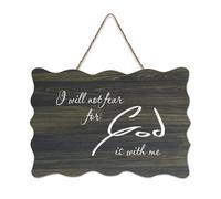 Plaque murale imprimée « I Will Not Fear for God Is with Me » en bois rustique avec citations positives - Poster moderne pour bureau - Décoration d'intérieur - Cadeau - 15,2 x 25,4 cm