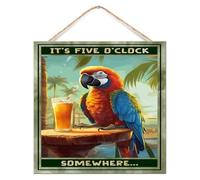 Plaque murale « It's Five O'Clock Somewhere Wood Pallet » « Happy Hour », pour piscine, plage, fruits, 30,5 x 30,5 cm, pour bar, piscine, jacuzzi, Luau, décoration de la maison, panneaux en bois