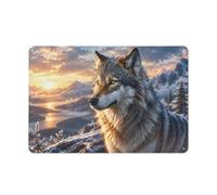 Plaque Murale Métal Wolf Mountain Sunset 20x30cm | Utilisez des plaques métalliques décoratives dans le coin lecture comme détail mural.