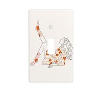 Plaque murale minimaliste à bascule simple pour cuisine, ferme, chambre à coucher, salle de bain - Motif femme allongée dans une robe rayée