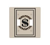 Plaque murale minimaliste avec inscription dollar sur imprimé léopard - Double bande circulaire - Plaque murale - Taille standard - 11,4 x 11,4 cm