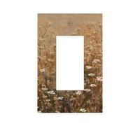 Plaque murale minimaliste pour interrupteur mural à bascule simple - Décoration pour maison, cuisine, salle de bain - Beige - Petit fantôme dans un champ de fleurs sauvages