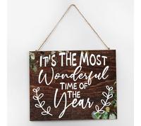 Plaque murale moderne en bois avec inscription « It's The Most Wonderful Time of The Year » - 25,4 x 30,5 cm - Décoration murale rétro avec dictons - Décoration d'intérieur pour salon, bureau