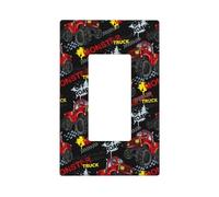 Plaque murale Monster Truck - Plaques murales 1 gang de taille moyenne 12,7 x 7,6 cm - Couvercle décoratif pour interrupteur - Couvercles de sortie - Polycarbonate thermoplastique