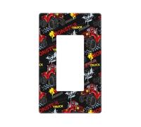 Plaque murale Monster Truck - Plaques murales sans vis - Taille standard - 11,7 x 7,1 cm - Couvercle décoratif pour interrupteur - En polycarbonate thermoplastique