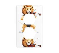 Plaque murale MSRHIUEF Lion jouant du violon en polycarbonate durable, résistant à la chaleur et à la décoloration, facile à nettoyer, taille standard - 11,4 x 7 cm
