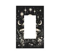 Plaque murale mystique en forme de champignons noirs et blancs - Plaque murale à bascule unique - Décoration pour la maison, la cuisine, la salle de bain