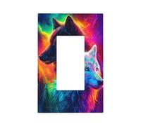 Plaque murale néon loup noir et blanc - Plaque murale à bascule simple - Décoration pour la maison, la cuisine, la salle de bain