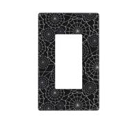 Plaque murale noire en toile d'araignée - Plaques murales sans vis - Taille standard - 11,7 x 7,1 cm - Plaque décorative pour interrupteur - En polycarbonate thermoplastique