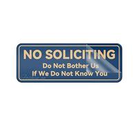 Plaque murale ou de porte en plastique acrylique avec adhésif Inscription No Soliciting Do Not Bother Us If We Do Not Know You 25,4 x 7,6 cm Facile à installer et très visible pour le bureau et les
