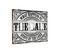 Plaque murale personnalisée « What Happens At The Lake Stays At The Lake Stays At The Lake » Plaque murale personnalisée Triple Switch Siding