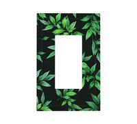 Plaque murale pour interrupteur à bascule - Feuilles vertes sur fond noir - Décoration pour la maison, la cuisine, la salle de bain