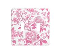 Plaque murale pour interrupteur à bascule Motif feuilles de pivoines roses et blanches Taille standard 11,4 x 11,4 cm