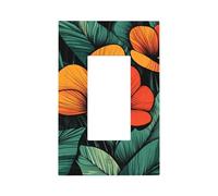 Plaque murale pour interrupteur à bascule simple - Motif fleurs oranges et feuilles vertes - Décoration pour la maison, la cuisine, la salle de bain