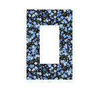 Plaque murale pour interrupteur à bascule simple - Motif petites fleurs bleues sur fond noir - Décoration pour la maison, la cuisine, la salle de bain