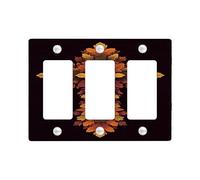 Plaque murale pour interrupteur à motif feuilles d'automne - Orange chaud et jaune - Pour décoration d'automne, plaques murales en thermoplastique - Taille standard - Plaque murale à 3 interrupteurs