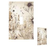 Plaque murale pour interrupteur avec lignes de fleurs, 1 interrupteur décoratif, prise électrique, plaque frontale pour salle de bain, cuisine, plaques murales 12,7 x 7,6 cm