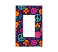 Plaque murale pour interrupteur avec symboles de paix et fleurs - Plaque murale à bascule unique - Décoration pour la maison, la cuisine, la salle de bain