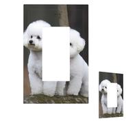 Plaque murale pour interrupteur bichon frisé 1 interrupteur décoratif pour prise électrique de salle de bain et cuisine 12,7 x 7,6 cm