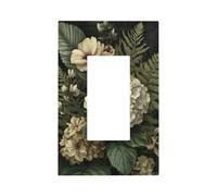 Plaque murale pour interrupteur botanique hortensias et fougères - Plaque murale à bascule unique - Décoration pour la maison, la cuisine, la salle de bain