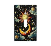 Plaque murale pour interrupteur céleste, ciel nocturne avec motif soleil et lune, décoration cosmique fantaisie pour la maison, plaques murales en thermoplastique de taille standard