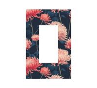 Plaque murale pour interrupteur chrysanthèmes roses - Plaque murale à bascule simple - 1 gang - Décoration pour la maison, la cuisine, la salle de bain