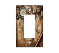 Plaque murale pour interrupteur de carte au trésor nautique - 1 interrupteur à bascule unique - Télescope vintage - Pour décoration de chambre à coucher, salle de bain, plaque d'interrupteur rustique