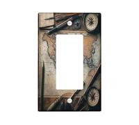 Plaque murale pour interrupteur de carte au trésor nautique à bascule simple, plaque frontale électrique rustique pour chambre à coucher, salle de bain, plaque de commutation vintage de taille