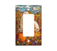 Plaque murale pour interrupteur de ferme en forme de mouton d'automne à bascule simple, citrouille d'automne et fleurs sauvages pour décoration de chambre à coucher, salle de bain, plaque