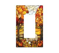 Plaque murale pour interrupteur de ferme en forme de mouton d'automne à bascule simple, plaque frontale électrique citrouille d'automne en érable pour décoration de chambre à coucher, salle de bain