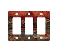 Plaque murale pour interrupteur de feu de camp d'automne - Design rustique rouge et orange pour décoration d'intérieur - Plaques murales en thermoplastique - Taille standard - Plaque murale à 3