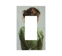 Plaque murale pour interrupteur de jeune femme dans une robe vert clair - Plaque murale à bascule simple - 1 gang - Décoration pour la maison, la cuisine, la salle de bain