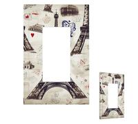 Plaque murale pour interrupteur de la Tour Eiffel - Plaque murale décorative pour prise électrique - Pour salle de bain et cuisine - 12,7 x 7,6 cm