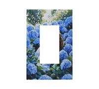 Plaque murale pour interrupteur de lecture, motif fleur d'hortensia bleu, 1 interrupteur à bascule unique, décoration pour la maison, la cuisine, la salle de bain