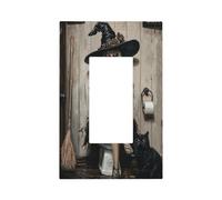 Plaque murale pour interrupteur de sorcière d'Halloween assise sur les toilettes, plaque murale à bascule unique, décoration de prise de courant pour la maison, la cuisine, la salle de bain