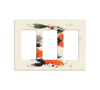 Plaque murale pour interrupteur en forme de carpe - Orange et noir - Style chinois pour décoration d'intérieur - Plaques murales thermoplastiques - Taille standard - 3 interrupteurs