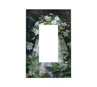 Plaque murale pour interrupteur fantôme fleurs blanches et feuilles vertes - Plaque murale à bascule unique - Décoration pour la maison, la cuisine, la salle de bain