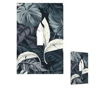 Plaque murale pour interrupteur - Feuilles blanches et argentées - 1 interrupteur - Plaque décorative pour prise électrique - Plaque frontale pour salle de bain et cuisine - 12,7 x 7,6 cm