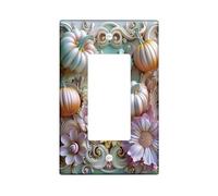 Plaque murale pour interrupteur floral, fleur de citrouille pastel, accents muraux d'automne, décoration d'intérieur mignonne, couverture de plaque thermoplastique de taille standard