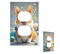 Plaque murale pour interrupteur - Motif chien Corgi de dessin animé - 1 interrupteur - Plaque décorative pour prise électrique - Plaque frontale pour salle de bain et cuisine - 12,7 x 7,6 cm