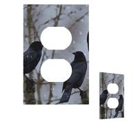 Plaque murale pour interrupteur - Motif corbeau noir - 1 interrupteur - Plaque décorative pour prise électrique - Plaque frontale pour salle de bain et cuisine - 12,7 x 7,6 cm