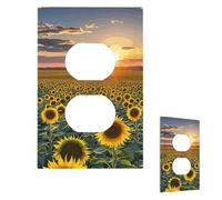 Plaque murale pour interrupteur - Motif coucher de soleil sur un champ de tournesol - Plaque murale décorative pour prise électrique - Plaque frontale pour salle de bain et cuisine - 12,7 x 7,6 cm