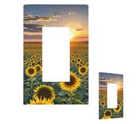 Plaque murale pour interrupteur - Motif coucher de soleil sur un champ de tournesol - Plaque murale décorative pour prise électrique - Plaque frontale pour salle de bain et cuisine - 12,7 x 7,6 cm